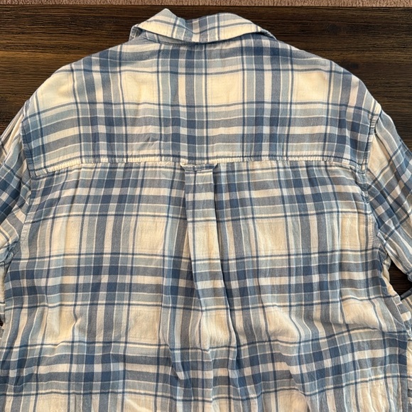 American Eagle Outfitters Seriously Lived In Blue Plaid Shirt Medium - Picture 10 of 11